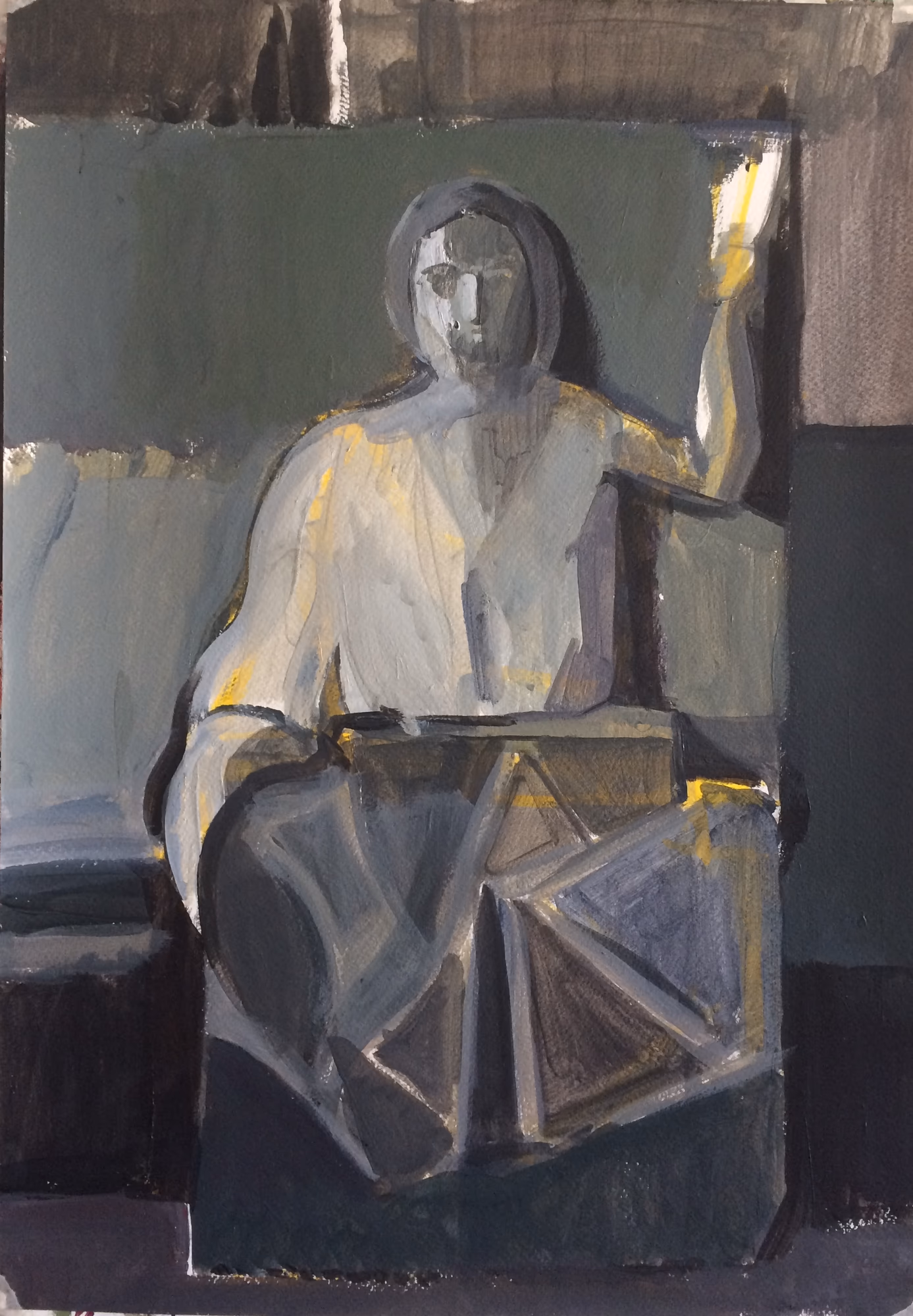Seated Mother״ oil on paper, 35x50cm 2021